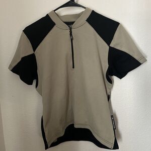 NEMA Womens Bicycle Jersey Tan/Black side Cycling Jersey Pockets Medium
